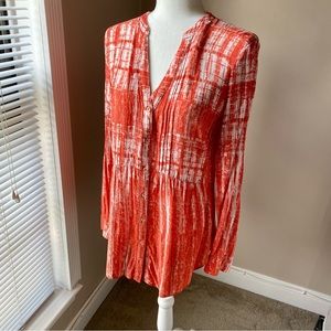 Maeve orange and white button down tunic, size 10